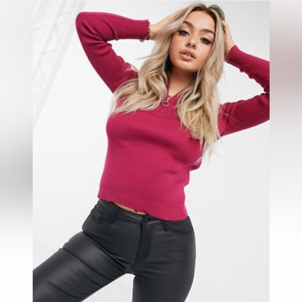 NA-KD Ribbed Sweater With Front Zipper - Picture 9 of 9